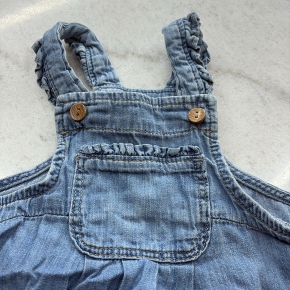 Blue Denim Baby Overalls with Elasticized Legs - Picture 2 of 4
